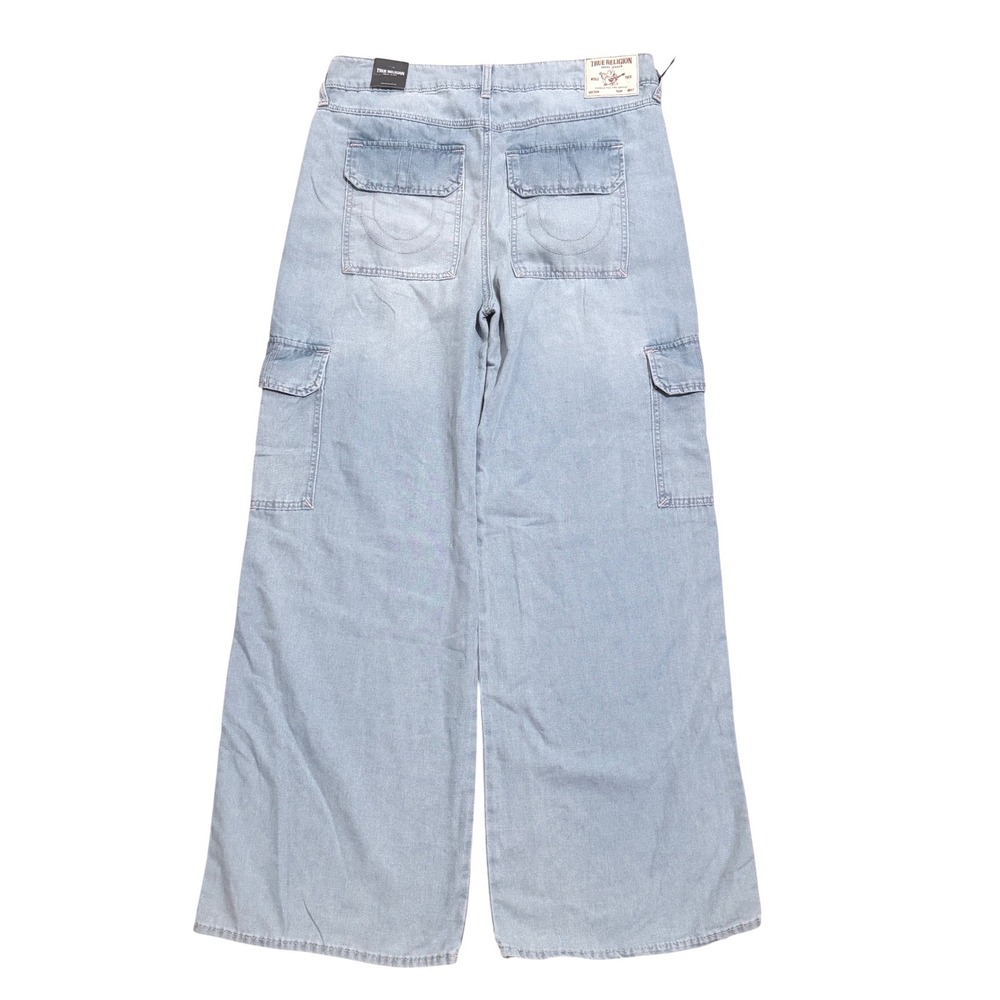 True Religion Bobbi Baggy Cargo Denim Jeans Light Journey Wash Wmns Size 31 NWT